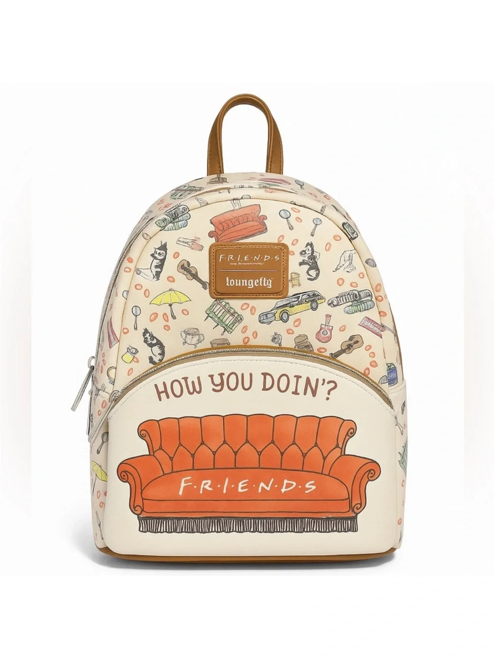 Loungefly Friends Cream and Orange Friends Backpack